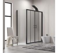 KAMALU - Box doccia 70x170 doppio scorrevole telaio nero vetro piumato | KFN6000SN