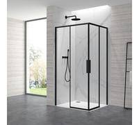 KAMALU - Box doccia 70x90cm angolare porte scorrevoli finitura nera | KLA1000N