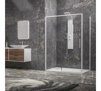 KAMALU - Box doccia 75x120 colore bianco vetro 6mm altezza 200h | KLA-4000N