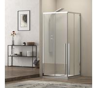 KAMALU - Box doccia 80x100 angolare doppio scorrevole vetro 8mm altezza 200h | KEL1000