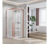 KAMALU - Box doccia 80x100 colore oro rosa doppio scorrevole vetro 8mm | KSA1000RG