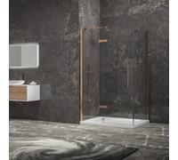 KAMALU - Box doccia 80x100 telaio colore rame porta battente laterale fisso 80cm | KT5000RG