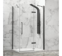KAMALU - Box doccia 80x140 telaio gun metal porta battente laterale fisso 80cm | KT5000GM