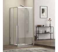 KAMALU - Box doccia 80x150 angolare doppio scorrevole vetro 8mm altezza 200h | KEL1000