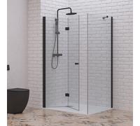 Box doccia 70x70 apertura soffietto e lato fisso colore nero | ks7000n - kamalu