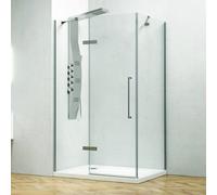 KAMALU - Box doccia 80x70 con anta battente sul lato 80 e vetro fisso da 70cm KT5000