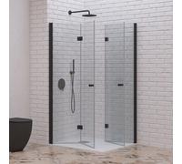 KAMALU - Box doccia 80x90 cm doppia apertura a libro colore nero | KS7000N