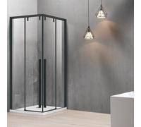 KAMALU - Box doccia 80x90 telaio nero doppio scorrevole vetro 8mm | KSA1000B