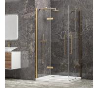 KAMALU - Box doccia 90x100 oro satinato doppio battente | KT1000G