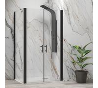 KAMALU - Box doccia 90x110 nero apertura saloon altezza 200h | KS2800AS