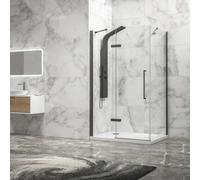 KAMALU - Box doccia 90x130 telaio gun metal porta battente laterale fisso 90cm | KT5000GM