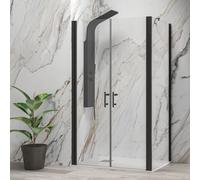 KAMALU - Box doccia 90x85 nero apertura saloon altezza 200h | KS2800AS