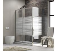 KAMALU - Box doccia angolare 120x70 vetro fisso 70cm serigrafato apertura scorrevole | K410NS