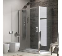 KAMALU - Box doccia angolare 150x70 cm fisso 70cm vetro trasparente altezza 180cm K410NS