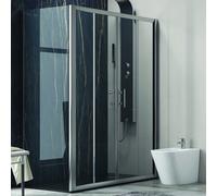 KAMALU - Box doccia angolare 160x70 cm laterale fisso 70cm profili cromo | KF6000S