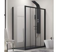 KAMALU - Box doccia angolare 200x90 doppio scorrevole colore nero KFN6000S