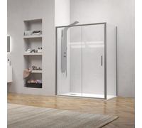 KAMALU - Box doccia angolare 90x100 telaio argento opaco scorrevole | KE-4000A