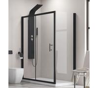 KAMALU - Box doccia angolo 110x70 cm con telaio nero e anta scorrevole KFN5000S