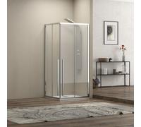 KAMALU - Box doccia angolo 90x70 cm doppio scorrevole vetro 8mm altezza 200h | KEL1000