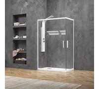 KAMALU - Box doccia bianco opaco 90x140 doppio scorrevole | KE-1000B