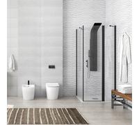 KAMALU - Box doccia finitura nera 70x75cm battente e fisso 70cm | KPX2800N