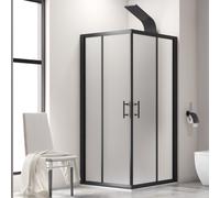 KAMALU - Box doccia nero 70x150 angolare vetro satinato | KF1000B