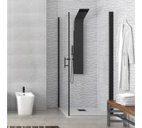 KAMALU - Box doccia nero 85x90 due battenti altezza 200h | KS2800AN