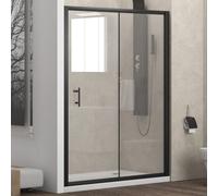 KAMALU - Box doccia nicchia scorrevole 110cm con telaio nero KFN5000