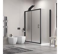 KAMALU - Box doccia vetro piumato 90x140 telaio nero opaco | KFN5000SN