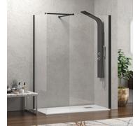 KAMALU - Box doccia walk in 70x140 due pareti profilo nero | KW2000B