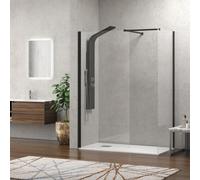 KAMALU - Box doccia walk in nero due lati 70x70cm | KW2000B