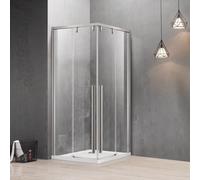 KAMALU - Cabina doccia 100x100 finitura acciaio spazzolato apertura doppio scorrevole vetro 8mm | KSA1000AS