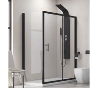 KAMALU - Cabina doccia 100x80 cm telaio nero e anta scorrevole KFN5000S