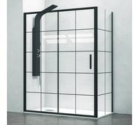 KAMALU - Cabina doccia 100x80 profili neri e vetro con riquadri neri NICO-D3000S