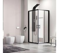 KAMALU - Cabina doccia 120x80 cm telaio nero vetro trasparente modello | KF1000B