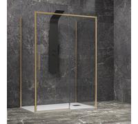 KAMALU - Cabina doccia 3 lati 80x130x80 oro satinato anta scorrevole | KLA-4000G