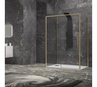 KAMALU - Cabina doccia 3 lati 80x150x80 oro satinato anta scorrevole | KLA-4000G