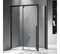 KAMALU - Cabina doccia 80x150 profilo nero anta scorrevole e lato fisso | KSA5000B