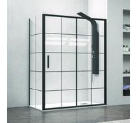 KAMALU - Cabina doccia colore nero 130x80 vetro con riquadri neri NICO-D3000S