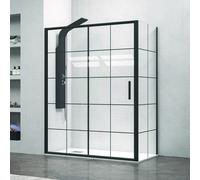 KAMALU - Cabina doccia colore nero 140x90 vetro con riquadri neri NICO-D3000S