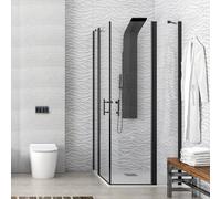 KAMALU - Cabina doccia nera 75x120 doppio battente | KPX1000N