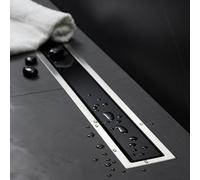 KAMALU - Canaletta doccia 85cm con coperchio in vetro nero CN-850