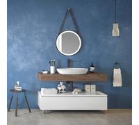 KAMALU - Composizione bagno 120 cm con mobile a terra e mensolone Oak | KAM-KK1203K