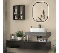 KAMALU - Composizione bagno con 2 mobiletti 80 cm e mensolone 80 cm | KAM-KK803