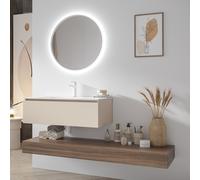 KAMALU - Composizione bagno sospesa mobile 80cm e mensolone da 140cm | KAM-KK801