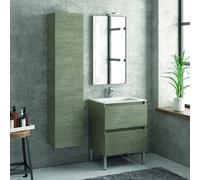 KAMALU - Composizione lavabo con mobile 60 cm, colonna e specchio TOD-60B