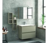 KAMALU - Composizione mobile bagno sospeso 80cm: mobile, 2 pensili e specchio TOD-80A