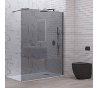KAMALU - Doccia walk in 100 cm vetro fumè e profilo gun metal | KW-100GMF