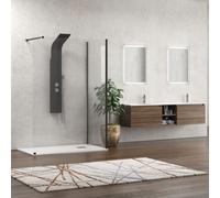 KAMALU - Doccia walk in 70x120 angolare con profilo nero | KW4000B