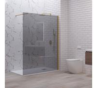 KAMALU - Doccia walk in 80 cm vetro fumè e profilo oro spazzolato | KW-100GF